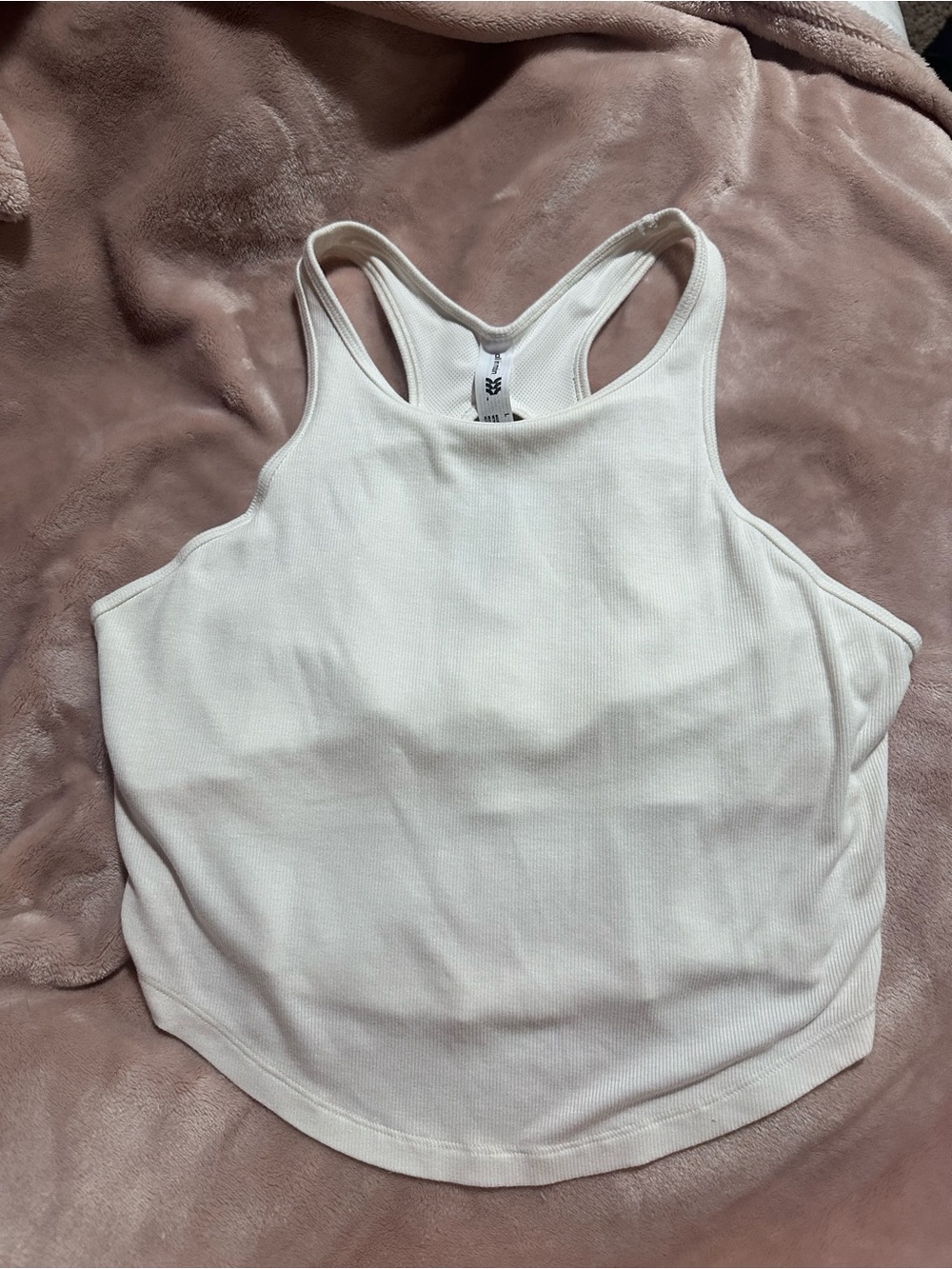 all in motion Cream Ribbed Racerback Tank